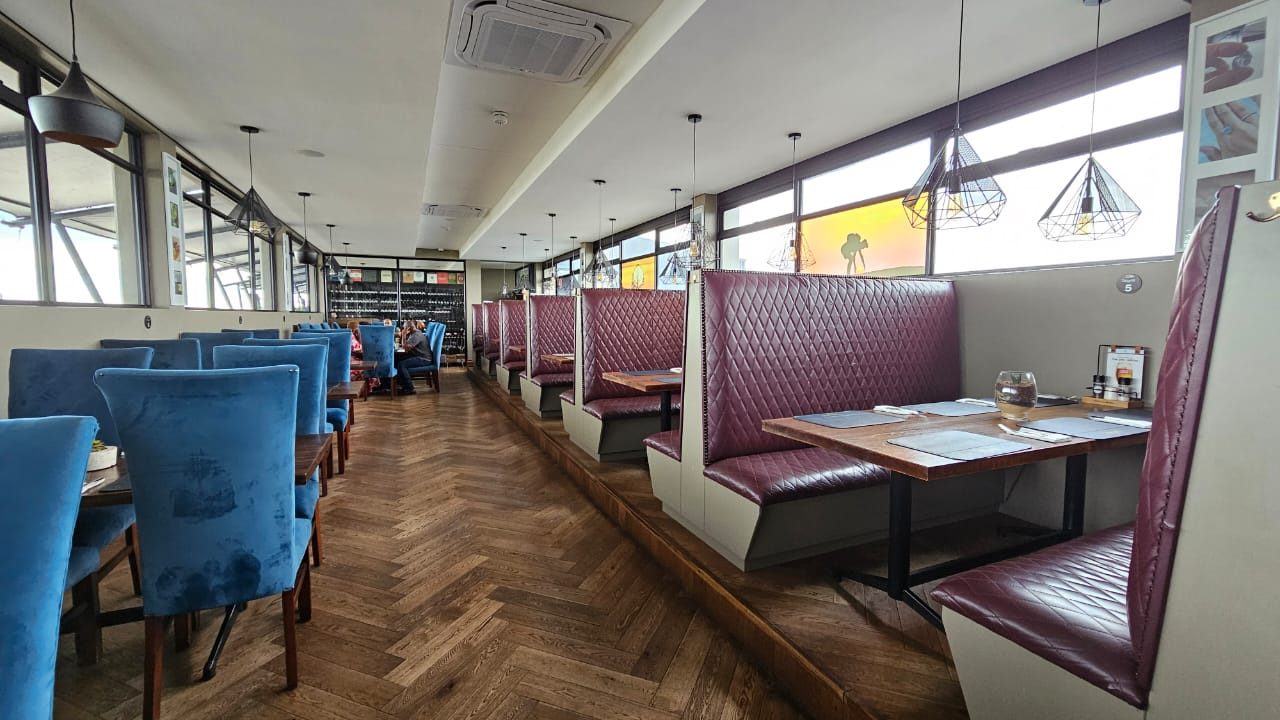 Restaurant booths and tables